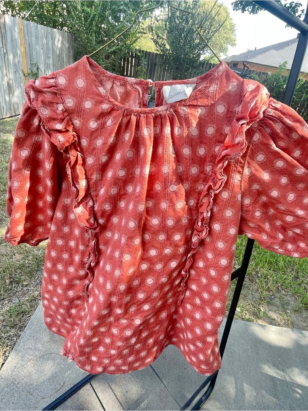 Target Size M Universal Thread Orange Ruffle Sunprint Top - Womens